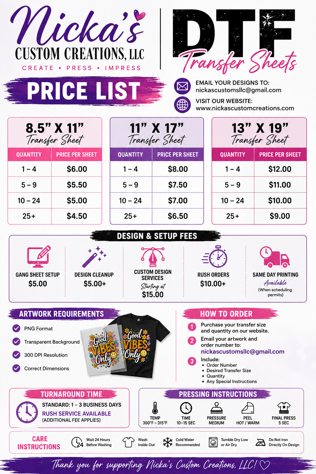 DTF Transfer Sheets